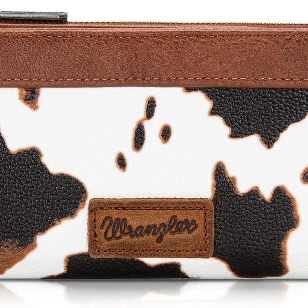 Cow Print Wallet Women Bifold Faux Leather Card Organizer Zipper Wallet